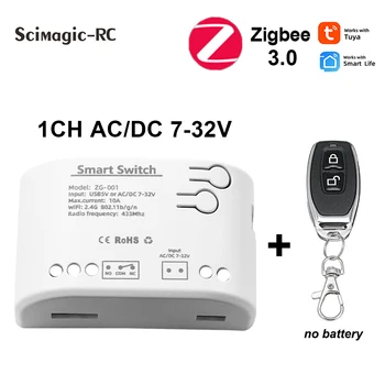 1CH zigbee 3.0 tuya Smart Module WiFi Switch Alexa Smart Voice 10A Реле AC/DC12V 24V 32V RF 433 МГц 1527 Приемник дистанционного управления