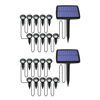 2X 10 в 1 Солнечные фонари на открытом воздухе Водонепроницаемый солнечный газон Свет на солнечной энергии для украшения бассейна садовой дорожки