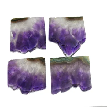 5 шт Кластер Прямоугольник натуральный необработанный ломтик друзи кварцевый кулон фиолетовый кристалл кварцевая плита жеода друзи камень кулон для женщин