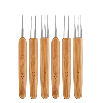 6 шт. набор спиц для вязания волос крючком 0,5 мм размер дреды инструменты для вязания волос крючком