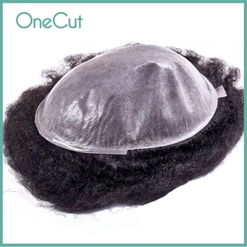  Afro Wave Мужской Парик Для Черных Мужчин PU Base 0.04-0.06 Натуральная система замены волос Шиньоны Мужские капиллярные протезы Парики