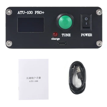 ATU-100 Pro+ 1,8-55 МГц Автоматический антенный тюнер Многофункциональный удобный 0,96-дюймовый готовый перезаряжаемый черный ABS с чехлом