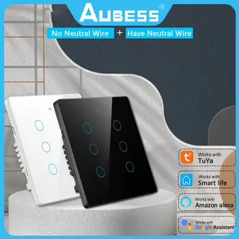 Aubess WiFi Brazil Smart Switch 4/6 Gang Light Switch Нужен нейтральный провод Tuya Smart Life APP Control Поддержка Alexa Google Home