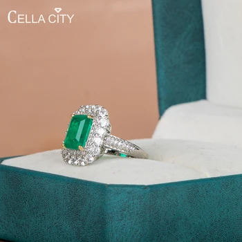 Cellacity винтажное изумрудное кольцо серебро 925 пробы ювелирные изделия для шарма леди с прямоугольником драгоценные камни свадебная вечеринка оптовая продажа кольцо на палец