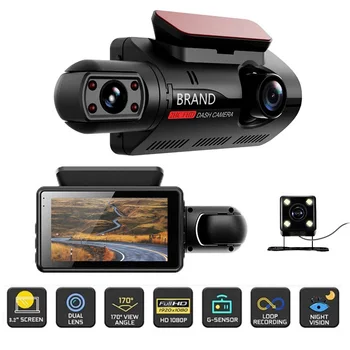 FHD Автомобильный видеорегистратор 1080P Автомобильная камера Регистратор Loop Двойная запись Видеонаблюдение G-Sensor Ночное видение Широкоугольная автомобильная камера безопасности