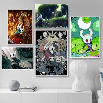 Hollow Knight Canvas Плакаты Винтажные картины Настенные плакаты Спальня Аниме Дом Декор Видеоигры Живопись Дети Аниме Игровые плакаты