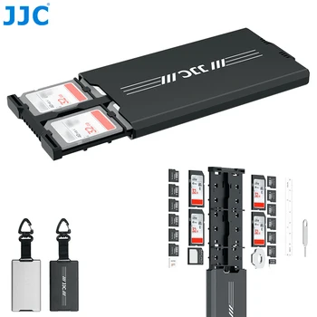 JJC 18 слотов Чехол для карт памяти Выдвижной дизайн Держатель для карт SD MicroSD с карабином для 4 карт SD + 12 Micro SD / TF + 2 Nano SIM / NM
