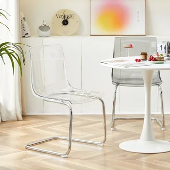 Nordic Акриловый стул Прозрачные обеденные стулья Пластиковая спинка Минималистичные современные домашние стулья Мебельные табуреты для гостиной