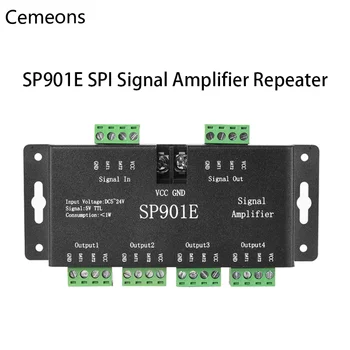 SP901E Усилитель сигнала SPI для WS2812B WS2811 WS2813 RGB Адресуемая светодиодная пиксельная лента RGB Программируемая цветная лента мечты DC5-24V