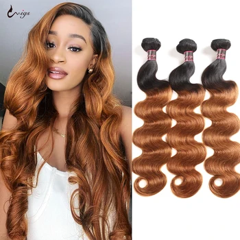 T1B / 30 Ombre Человеческие волосы Пучки 30 дюймов Ombre Brown Raw Body Wave Человеческие волосы Плетение 3 Пучки Body Wave 100% Remy Hair
