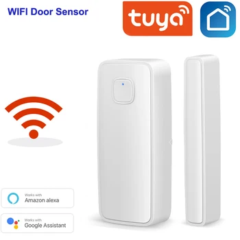 Tuya Smart WiFi Датчик двери Сигнализация Окно Дверь открыта Детектор закрытия Защита домашней безопасности Управление приложением Smartlife с помощью Alexa