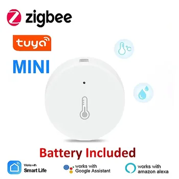 Tuya Smart Zigbee Mini Датчик температуры и влажности Внутренний термометр Монитор для домашней работы с Alexa Google Home Assistant