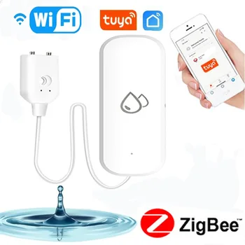 Tuya Zigbee WiFi Датчик протечки воды Сигнализация утечки паводковой воды Автоматизация умного дома Защита безопасности Приложение Smart Life