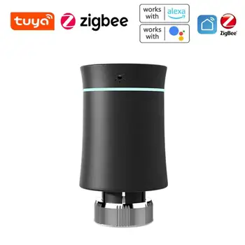 Tuya ZigBee Умный термостат Радиатор Умный программируемый регулятор температуры TRV Голосовое управление Работа с Alexa Google Home