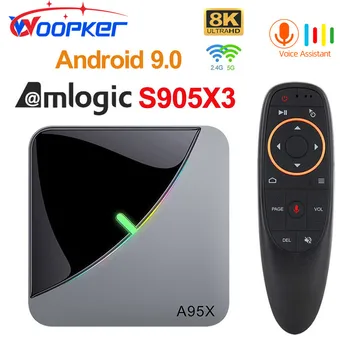 Woopker A95X F3 Air Smart TV Box Android 9.0 Amlogic S905X3 4 ГБ 64 ГБ Bluetooth Wifi 4K Медиаплеер Google Плеер Набор