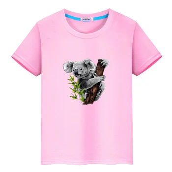 Австралия животное коала мультфильм футболка 100% хлопок для мальчиков и девочек милая футболка для лета с о-образным вырезом удобная мягкая футболка для детей