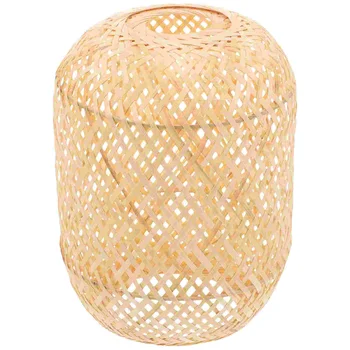 Бамбуковый абажур Плетеная прикроватная тумбочка Деревенские подвесные декоративные плафоны для чехлов для спальни