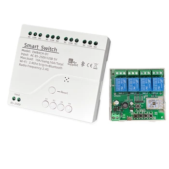 белый модуль пластиковый модуль с корпусом 85-250 В On Off Controller 4CH 2.4G Wifi Remote For Alexa Google Home