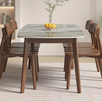 Дизайн Деревянный обеденный стол Кофейная гостиная Сланец Современный кухонный стол Nordic Simple Juegos de Comedor Мебель для дома HD50CZ