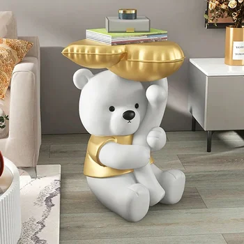 Домашний декор Медведь Статуи Приставной столик Прихожая Уникальный современный приставной столик для гостиной Съемный дизайнерский салон Мебель для дома