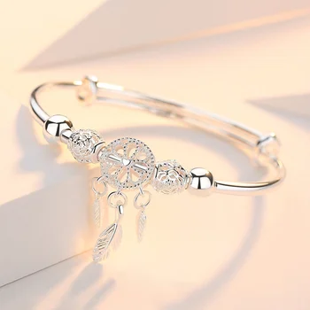 корейский стиль простой браслет ловец снов женский посеребренный ниша 999 пробы уникальный холодный стиль открытый браслет серебряный браслет
