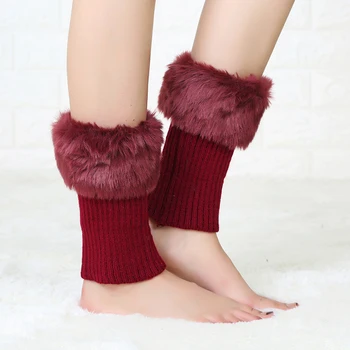  Новый плюшевый женский чехол для лодыжки Зимняя тепловая грелка для ног Вязаная мода Твердые женские шерстяные рукава для ног чехлы