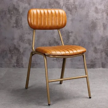 Обеденный стул из кованого железа в стиле ретро дом штабелируемый промышленный ветер LOFT бар из искусственной кожи ресторан скандинавское кафе спинка стула мебель