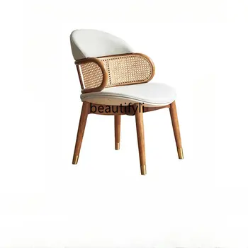 Обеденный стул из ротанга в японском стиле в стиле ретро Кресло для отдыха Тихий стиль Домашний стол Стул мебель