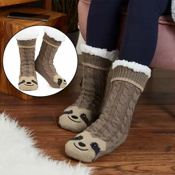  Осенне-зимние трикотажные носки с ручками Пушистые носки для кровати Утолщенные теплые носки Sherpa Тапочки Дышащие нескользящие теплые носки Женские