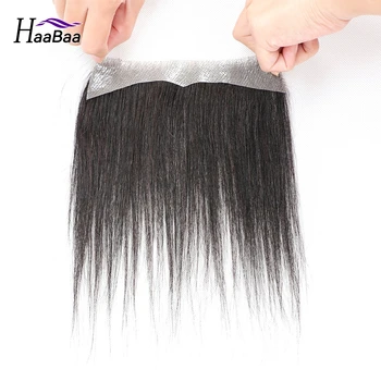 Передний мужской парик из 100% натуральных волос V-LOOP Toupee Natural Hairline Full Thin PU Hairline Pieces 2x16cm M Style