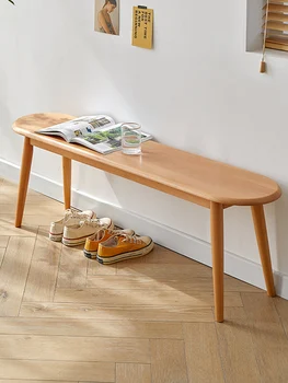 Скандинавская скамья из массива дерева, современный минималистичный домашний обеденный стул, утолщенный длинный табурет для спальни, кровать, табурет для обуви, табурет.