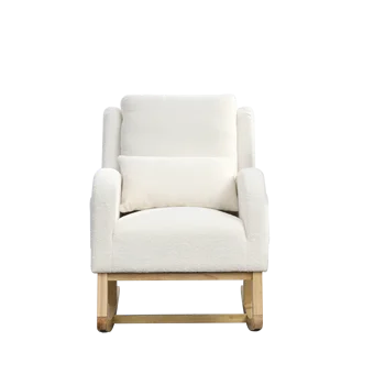 Современное повседневное кресло-качалка с высокой спинкой с высоким акцентом с одной поясничной подушкой, двумя боковыми карманами,Тедди Уайт (
