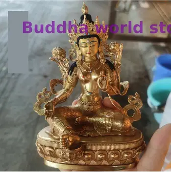 специальное предложение# Оптовая высококачественная статуя Будды МЕДЬ Тантрическая Зеленая Тара PU SA Будда Будда Поклонение Домашнему Алтарю