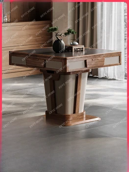 Стол для маджонга из массива дерева Обеденный стол из резинового дерева Автоматический бытовой маджонг двойного назначения #302 Деревянный павильон