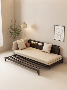 Функциональный диван-кровать из массива дерева, складной диван двойного назначения, маленькая гостиная, сидячая, ленивый диван
