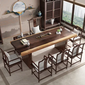 Чайный стол из массива дерева Чайный стол и табурет Чайный стол Чайный стол для гостиной и стулья Стол 1.8